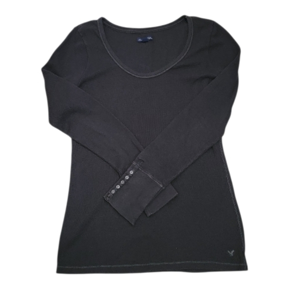 American Eagle Outfitters Tops - American Eagle Black Ribbed Long Sleeve Tee